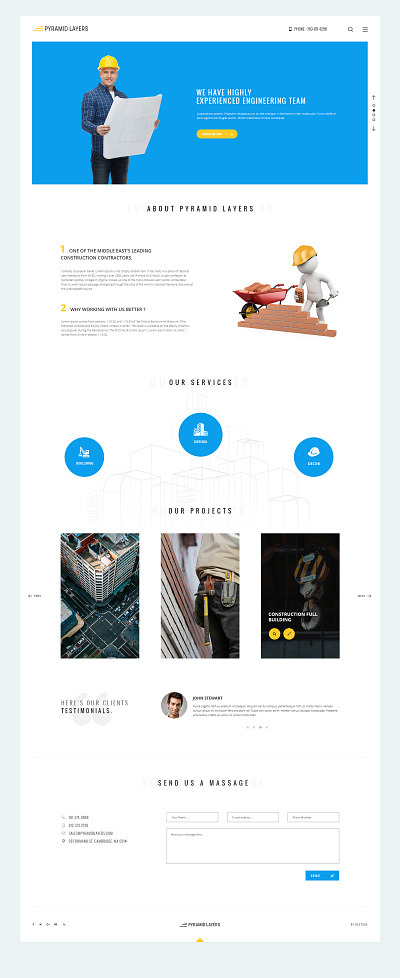 PyramidLayers Construction Company website building construction landing page ui design website