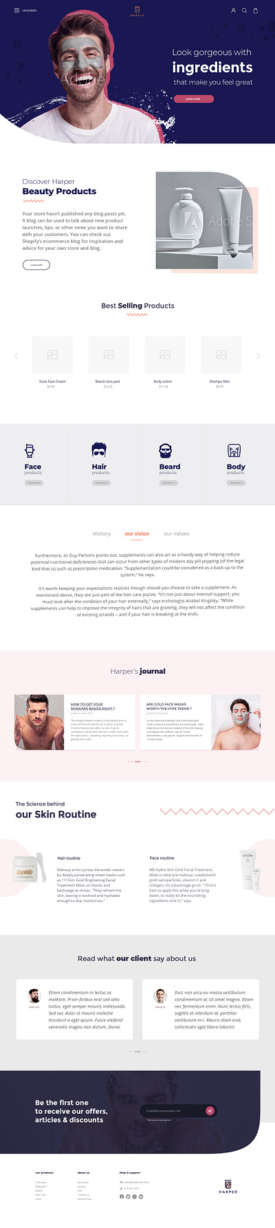 Harper Beauty Products website beauty product beauty products harper landing page ui design website