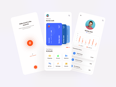 Mobile Banking App UI - Light Version 2020 trend app application application design banking clean ui finance app minimalist mobile app online banking ui uiux