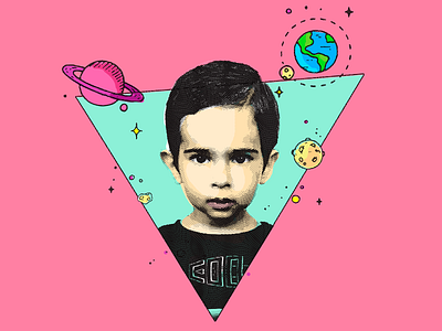 boy creative design earth galaxy illustration moon triangle