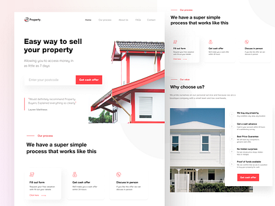 Property sell landing page cash offer clean design landing property red seller ui ux web zihad