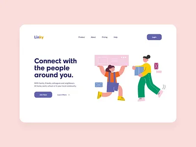 Linky Website (Animated) animation design flat flat illustration friend full color header hero home illustration landingpage motion ui ui design vector web website
