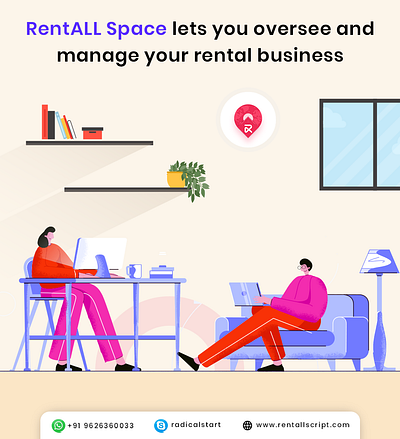 RentALL Space app branding design illustration ui vector