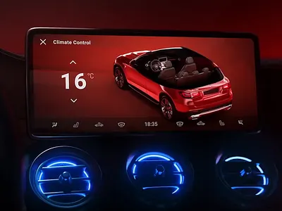 Ambient lighting connected to temperature. 3d automotive branding car design hmi ui unique ux