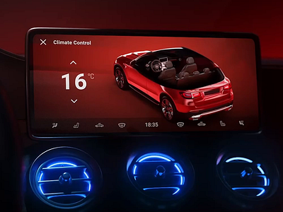 Ambient lighting connected to temperature. 3d automotive branding car design hmi ui unique ux