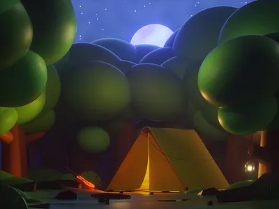 Lost&Found 3d art branding c4d camp cinema4d concept design forest illustration lowpoly3d moonlight octanerender web