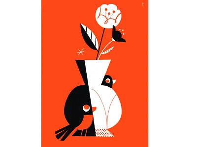 Silk Screen Prints / Nov 2020 bird fauna flora flowers fluorescent hide and seek illustration print printmaking screen print wonder