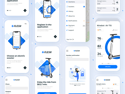 Scooter rental app app app design app ui branding clean mobile mobile app rental scooter scooter app ui ui ux