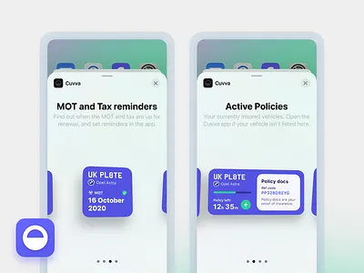 Cuvva widget active active policy car insurance cuvva insurance insurance app ios14 mobile mot polic docs policy tax widget widgets