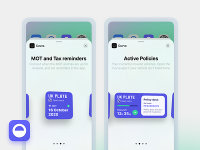 Cuvva widget active active policy car insurance cuvva insurance insurance app ios14 mobile mot polic docs policy tax widget widgets