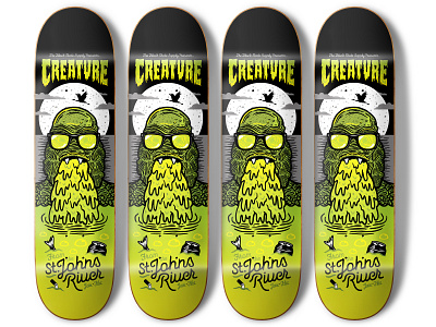 Creature From The St. Johns River Skateboard 80s creature florida halftone def halftonedef illustration skateboard