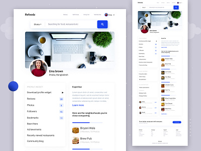 Refoodz User profile Landing Page blog clean ui food landing page profile page profile uiux testimonial uidesign uiux uiuxdesign user profile uxdesign web website