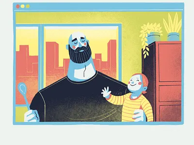 Home office Part I baby facetime home office illustration