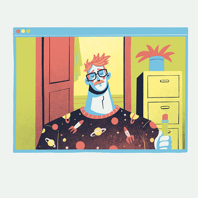 Home office Part II facetime home home office illustration pyjamas