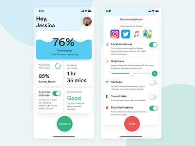 Battery Optimizer- App exploration app battery clean exploration ios minimal modern simple ui uiux ux