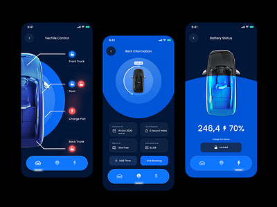 Smart Vehicle Application 3d 3d illustration car color control design electric car icons mobile remote rent smart smart vehicle ui ux