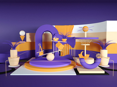 Balance compositing 3d 3d art 3d compositing 3d set 3dart aesthetic artwork balance cinema4d colors compositing composition design guga tevdorashvili hardy octane octanerender photoshop purple set