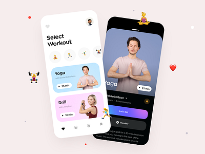 Fitness App Design Concept app concept design fitness fitness app guides health lessons mobile sport trainer training ui ux video workout yoga