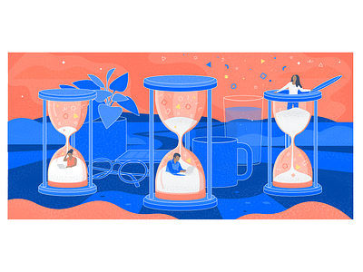 10 signs of deadline-driven development art atlassian blog illustration character illustration computer design desk editorial art editorial illustration hourglass illustration illustrator relief tech texture under pressure vector work