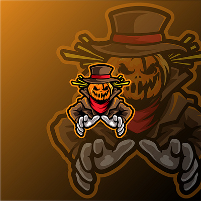 Scarecrow design esport gamer gaming halloween logo mascot pumpkin scarecrow twitch twitch logo