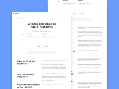 Zekat Hesapla - Zakat Calculator Website Concept