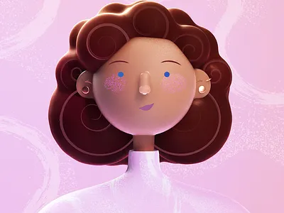 Self Portrait 3d design 3d modeling 3dartist 3dillustration character cinema4d curly design illustration octane octanerender pink selfportrait