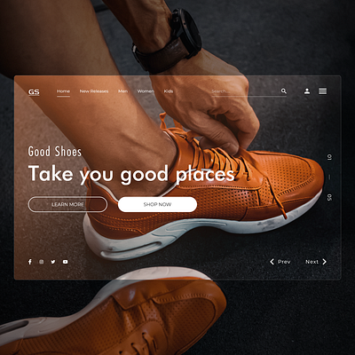 Good Shoes app art banner design brown cool design minimal mockup design shoe shoe design shoes shoes store ui ux web website