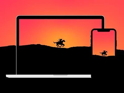 Minimalist wallpaper - Warrior background cool flat horse illustration minimal minimalism mobile running silhouette sunset wallpaper wallpapers warrior