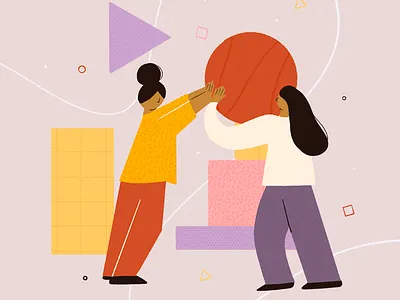Teamwork character editorial illustration illustration procreate shapes team team building teamwork together working