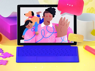Remote Meetings! 2dillustration 3d design 3d modeling 3dartist 3dillustration character cinema4d design illustration microsoft microsoftdesign octane octanerender vector