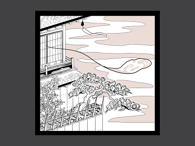 HITODAMA OUTPOST [INKTOBER 2020 SERIES] 2020 art black and white blackandwhite design digital digitalart direction folklore graphic hitodama illustration inktober inktober2020 japan japanese outpost traditional tree wisp