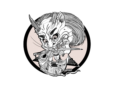 SHUTEN-SOJI [INKTOBER 2020 SERIES] 2020 armor art black and white demon design digital digital illustration digitalart direction graphic illustration inktober inktober2020 japan japanese oni samurai supernatural