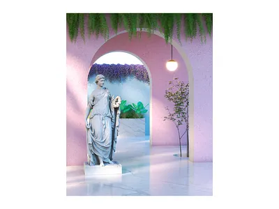 Flora 3d 3d art architecture b3d blender blender3d cycles render flora godess interior interior design nature plants rendering space statue