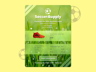 #DailyUI - Day 17 - Email Receipt branding dailyui email receipt photography receipt soccer