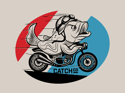 Fish on a Bike adobe adobe illustrator design dirtbike fish fishing illustration sticker art vector