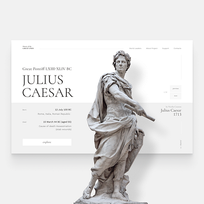 History of the Great Ones design ui ux web website