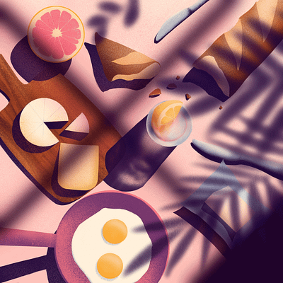 Brunch colors egg flatlay food illustration illustration art illustrator palmtree pink procreate procreate app sunny water