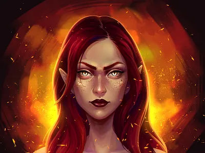 Girl portrait 2dart character digital illustration digital painting digitalart fashion fire girl illustraion portrait