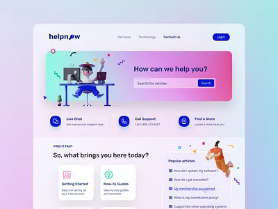 Customer Support Page branding color customer service customer support design help center illustration user interface ux web