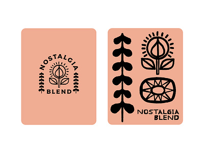 Nostalgia Blend badge badge design black work coffee coffee design design flower illustration illustration art label label design light nostalgia packaging plants rough texture tree