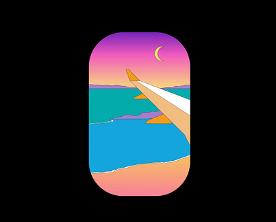 I love the middle seat, said no one ever. airplane digital illustration flat design flying illustration lake moon rise mountains salt lake city sunset utah