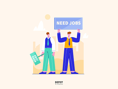 Need Job business campaign character employee flat illustration people