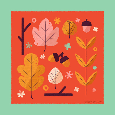 Leaves autumn design digital digital illustration fall icon illustration nature robin sheldon