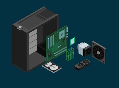 Computer build computer cpu illustration motherboard pc technology vector