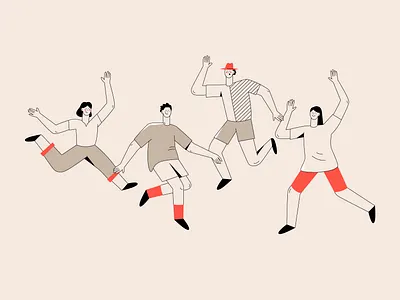 Jumping people boy character color colorful cute design drawn girl hand illustration jumping people sketch vector youth