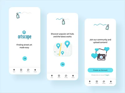 Artscape Onboarding app concept blue growth design logo map design material design mobile app mobile ui onboarding onboarding ui product design turquoise