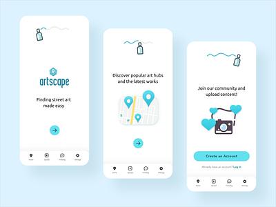 Artscape Onboarding app concept blue growth design logo map design material design mobile app mobile ui onboarding onboarding ui product design turquoise