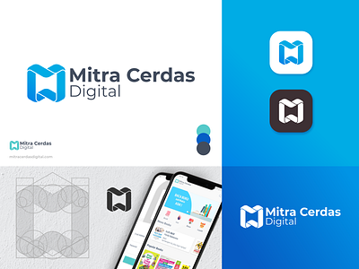 Mitra Cerdas Digital Logo app books app brand identity branding design education app education logo education website educational icon identity identity branding logo logo design m letter logo minimal simple logo