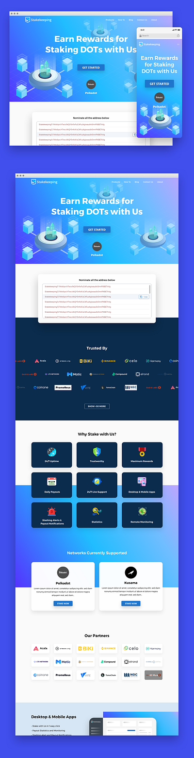 Hero Banner Stakekeeping banner banner design bitcoins crypto crypto exchange crypto investment crypto mining cryptocurrency ethereum illustrations landing page polkadot ui design