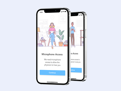 Virtual Care App - Permission Screen app appointment camera clean clean ui healthcare ios microphone minimal minimalist mobile mobile app permission sketch telehealth ui ux video call virtual care web app
